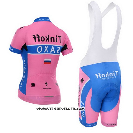 2015 Maillot Ciclismo Femme Saxo Bank  Fuchsia Manches Courtes et Cuissard